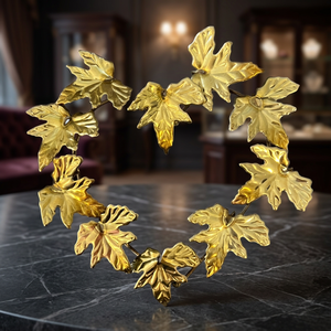 Corona de hojas de bronce en forma de corazón, flores decorativas hechas a mano, estilo clásico, paquete de una sola pieza sin iluminación - Product Image 3