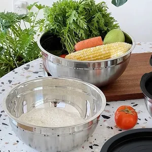 Mangkuk Salad Stainless Steel, peralatan dapur gadget multifungsi Penyimpanan buah sayuran Mi Pasta makanan