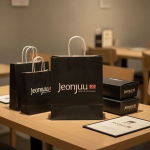 Bolsa de Papel Kraft Negra de 21*11*27 cm, para Regalos, Reciclable, Portátil, para Alimentos y Bebidas de Café, Suministro de Fábrica, Todos los Tamaños, Venta al Por Mayor - Product Image 2