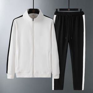 Chaqueta deportiva fina de primavera y otoño con logotipo personalizado, traje informal de tres barras para hombre, suéter y pantalones para correr al aire libre, traje de dos piezas. - Product Image 4