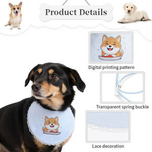 Bavaglino per Cani Personalizzato con Stampa Cartoni Animati, Bordo Ondulato <span class=keywords><strong>in</strong></span> Pizzo, Fibbia a Molla Regolabile, Trasparente, per Ingrosso - Product Image 3