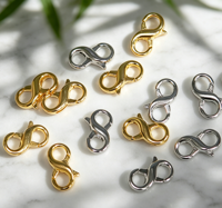 Lot de fermoirs double mousqueton en alliage de zinc, design chat, cochon, poupée, couleur or et argent, écologiques et durables, pour porte-clés, colliers et bracelets DIY
