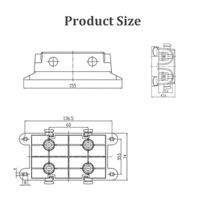 <span class=keywords><strong>ZEEMAN</strong></span> DC 32V 40A-500A 2-Wege MEGA/AMG ANM Sicherungshalter Bolzenmontage Sicherungsblock - Product Image 6