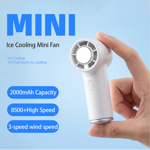 Ventilador de mano turbo con enfriamiento por hielo, tamaño de bolsillo, con mosquetón, 3 velocidades, recargable por USB, mini ventilador portátil para viajes y exteriores. - Product Image 3