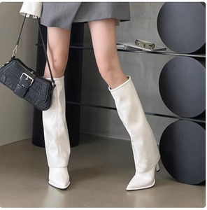 Patent Leather <strong>Trouser</strong> <strong>Boots</strong> Pointed Toe High Stiletto High Heel Long <strong>Boots</strong> Women Autumn and Winter Knight <strong>Boots</strong> - Product Image 2