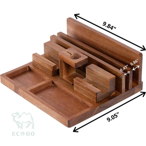 Estación de carga de madera Mesita de noche Organizador para múltiples dispositivos Accesorios electrónicos - Product Image 6