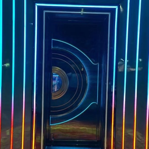 Puerta moderna de acero inoxidable KTV con manija de media luna, superficie acabada de aislamiento acústico iluminado en oro negro, fuertemente insonorizada - Product Image 6