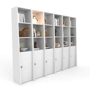 Simple Design Wooden Bookcase 5 Tier Book Storage Display Rack Modern White Bookshelf for Living Room