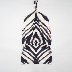 Viviblook J26DS100 Robes d'été pour femmes Nouvelle robe moulante mini sexy à imprimé zèbre sans manches dos nu - Product Image 6