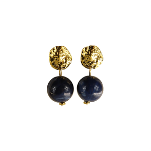Pendientes de Moda con Baño de Oro PVD, Acero Inoxidable 316L, Resistentes y Sostenibles, con Piedra Azul - Product Image 2