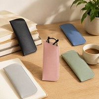 Étui à lunettes en cuir PU souple mat et fin avec ouverture fixe, impression personnalisée multicolore, vente en gros d'étuis à lunettes