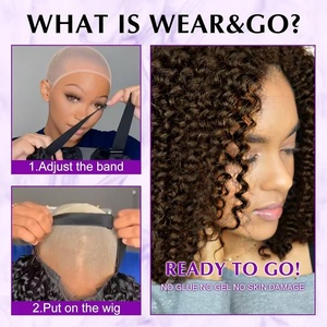 Perruque en <span class=keywords><strong>cheveux</strong></span> humains naturels pour femmes aux <span class=keywords><strong>cheveux</strong></span> courts, avec <span class=keywords><strong>coiffure</strong></span> à raie et boucles volumineuses, petites boucles de style africain - Product Image 5