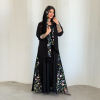 Abaya de Dubaï transparente, robe hijab modeste et luxueuse, brodée à la main, longueur cheville, manches longues, coupe ample, robe musulmane, vêtements pour femmes