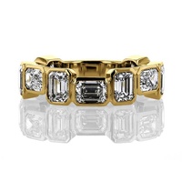Milskye mariage beaux bijoux de mode couple ensemble 925 argent 18K plaqué or émeraude anneaux décoratifs