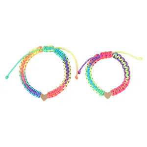 Moeder Cadeau Kleurrijk Touw Ouder Kind Armband Set Ouder Kind Liefde Regenboog Touw Geweven Verstelbare Armband