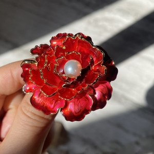 Xiliangfeizi 2024 mới phong cách Trung Quốc sang trọng tự nhiên nước ngọt Ngọc Trai Hoa mẫu đơn trâm hoa tráng men - Product Image 5