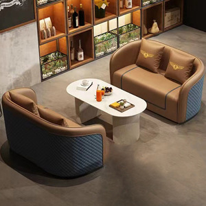 <b>Office</b> <b>Sofa</b> Set PU Leather High-Density Sponge Commercial Living Room Meeting Furniture Nordic Style Light Luxury Design - Product Image 3