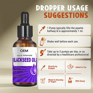 Özel etiket 2% Thymoquinone siyah tohum yağı damla cilt, saç, bağışıklık ve sindirim desteği soğuk preslenmiş saf ve doğal - Product Image 2