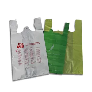 حقيبة القمصان القابلة للتحلل الحيوي للتسوق، حقيبة تسوق قميص بلاستيكي للسوبر ماركت