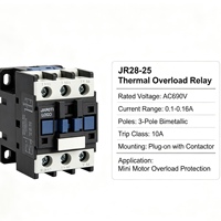 Relais de surcharge thermique bimétallique JRS1Dsp-25 avec protection contre la perte de phase et réinitialisation automatique, courant nominal 0,1-0,16A AC690V