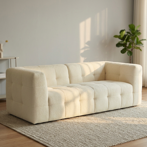 Canapé minimaliste italien de luxe à deux places, carré, en velours, rembourré, compressé sous vide, sans cadre, convertible en lit, meubles de salon - Product Image 3