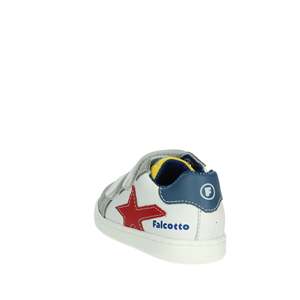 Baskets pour enfants Falcotto, blanches et grises, à fermeture Velcro, chaussures en toile tendance - Product Image 2