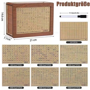 <span class=keywords><strong>Huchas</strong></span> de madera por dólares, frascos de desafío de ahorro de dinero para niños de madera por euros, adornos para el hogar - Product Image 4