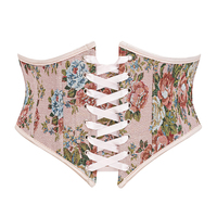 Corsé con Cordones y Cremallera en la Cintura, Diseño Floral Rojo, Ropa Medieval, Top Bustier para Mujer, Corsé Gótico Steampunk