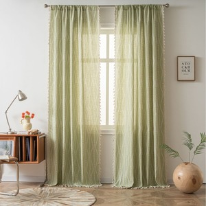XinLan Vente en gros rideaux <span class=keywords><strong>vert</strong></span> <span class=keywords><strong>sauge</strong></span> pour salon, rideaux floraux semi-transparents Boho 84 pouces de longueur 2 panneaux - Product Image 2