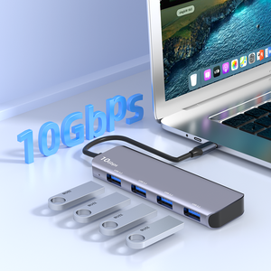 Xput en Stock 4 en 1 Estación de acoplamiento de aluminio Transferencia DE DATOS DE ALUMINIO 10Gbps Tipo C a 4 puertos <span class=keywords><strong>USB</strong></span> 3,<span class=keywords><strong>2</strong></span> <span class=keywords><strong>Gen</strong></span> <span class=keywords><strong>2</strong></span> HUB para computadora - Product Image 2