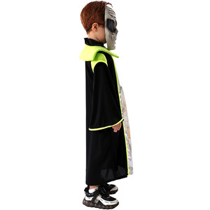 Disfraz de alienígena para niños con máscara, capa negra plateada, ribete azul, verde y morado para actuaciones de Halloween - Product Image 4