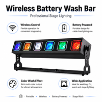 LumiHalo 6 Barre de lumière sans fil à batterie 6x18W RGBWAUV LED avec anneau Halo en acier inoxydable IP33, contrôle DMX et Wi-Fi via application 10