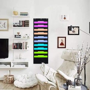 Organisateur de dossiers suspendus à 10 poches, support mural pour documents de bureau, en tissu non tissé noir - Product Image 5