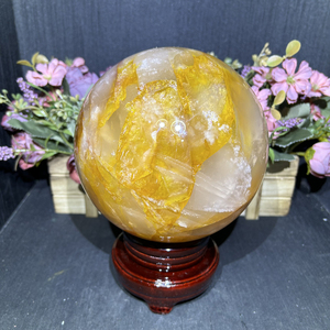 Kindfull Jaune Feu Quartz Sphères Pierres De Guérison Sculpté À La Main Reiki Quartz Doré Guérisseur Boules pour La Méditation - Product Image 3