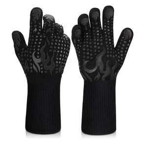 Aramid Black 1472F Food Kitchen Silicone Microwave Oven Grill Barbecue Bbq Camping Cooking <strong>Hand</strong> <strong>Gloves</strong> Extreme Heat Resistant - Product Image 4