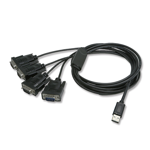 USB 2.0 to RS232 DB9 4 Ports Serial Male Converter Adapter Cable with Nuts, Driverless for Win10/8.1, Compatible with Window XP