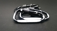 Mousqueton de sécurité en aluminium anodisé 6D pour alpinisme, avec écrou de verrouillage, fil plat épais, entièrement noir, pour utilisation extérieure