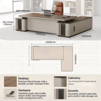 Bureau de direction haut de gamme personnalisable en gros, grand bureau de PDG en L de 200 cm, table de bureau ergonomique avec armoire