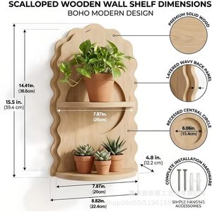 Estante de almacenamiento de madera maciza de estilo nórdico para colgar en la pared, para sala de estar y dormitorio. - Product Image 4