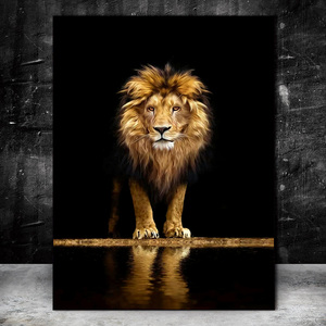 Tableau Sur Toile Animalier Noir Et Blanc - Tête De Lion - Peinture Murale Design