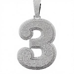 925 Sliver Custom Iced Big Numeral Number Sparkling Moissanite Diamond Unique Hip Hop Style Statement <b>Pendant</b> Necklace <b>for</b> <b>Men</b> - Product Image 5