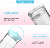 Gobelet en plastique Everich 24oz 32oz 40oz, bouteille d'eau transparente en Tritan à double paroi avec couvercle à paille rabattable, idéal pour les boissons froides