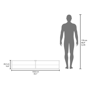 Warrior 59 Inch <b>Floating</b> Tv Stand With Two Open <b>Shelves</b> Media Compartments Cable Management - Product Image 4