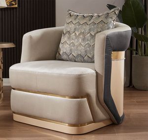 Novedad 2024 Juego de Sofás de Lujo Moderno para Sala de Estar Tapizado en Terciopelo con Decoración de Correa de Acero Inoxidable y Botones Acolchados para Hogar y Villa - Product Image 3