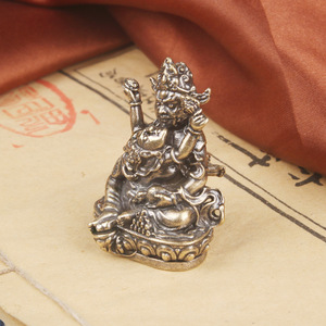 Pirinç tibet kırmızı servet tanrı heykeli tibet budist sunak antika koleksiyon eski bakır zanaat toptan sunan - Product Image 6