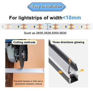 Tira de Luz <span class=keywords><strong>LED</strong></span> Regulable de 3 Lados para Estante de Vidrio, Perfil de Aluminio de 8 mm con Difusor de PC Lechoso - Product Image 4