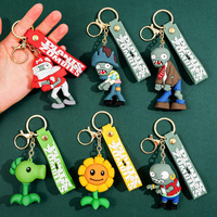 Porte-clés pendentif en silicone style américain Plants Vs. Zombies pour sacs et clés de voiture pour hommes et femmes - Cadeau créatif pour couple