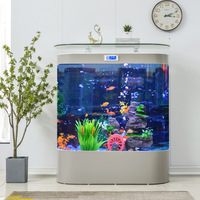 Aquarium mural indépendant en verre arqué, moderne, luxueux, intelligent et personnalisable, pour salon, de taille moyenne à grande