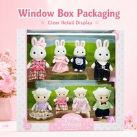 Lot de 8 figurines d'animaux floqués pour maison de poupée, lapins et moutons, jeu d'imitation, vente en gros OEM