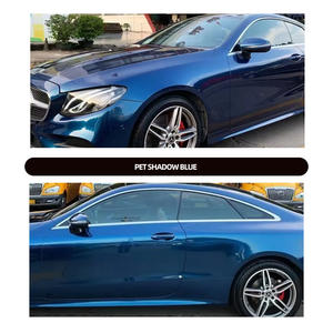 Rollo de película de envoltura de coche de PVC azul con sombra metálica PET brillante autoadhesivo de alta calidad de 1,52x18m para protección de pintura corporal - Product Image 3